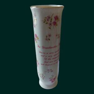 Russ fine porcelain cylinder vase for grandmother wt love
